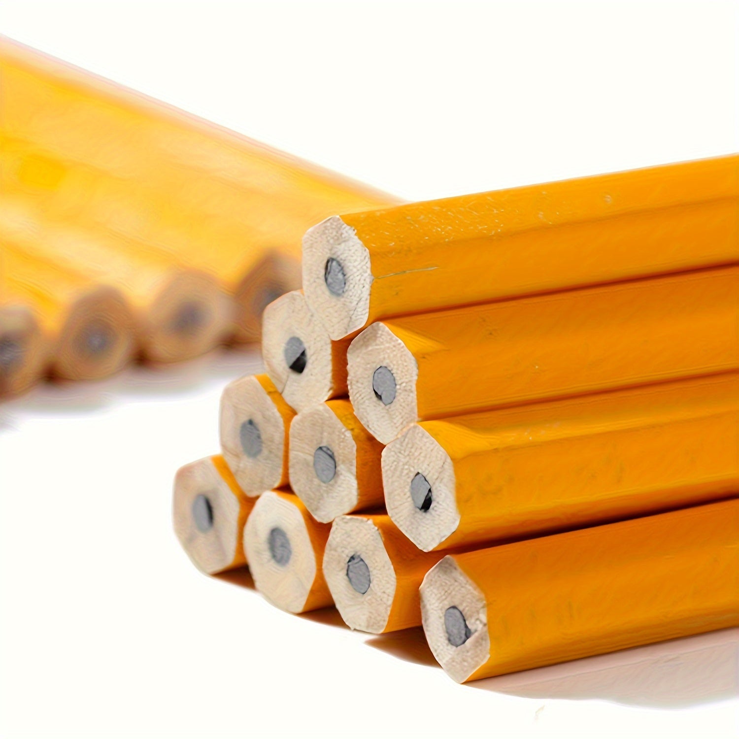 HB Hexagon Wooden Pencils With Red Color Eraser, 12pcs/24pcs Pencils With Eraser Head, HB Pencils For Writing, Drawing And Sketching, Yellow Wooden Pencils For Office
